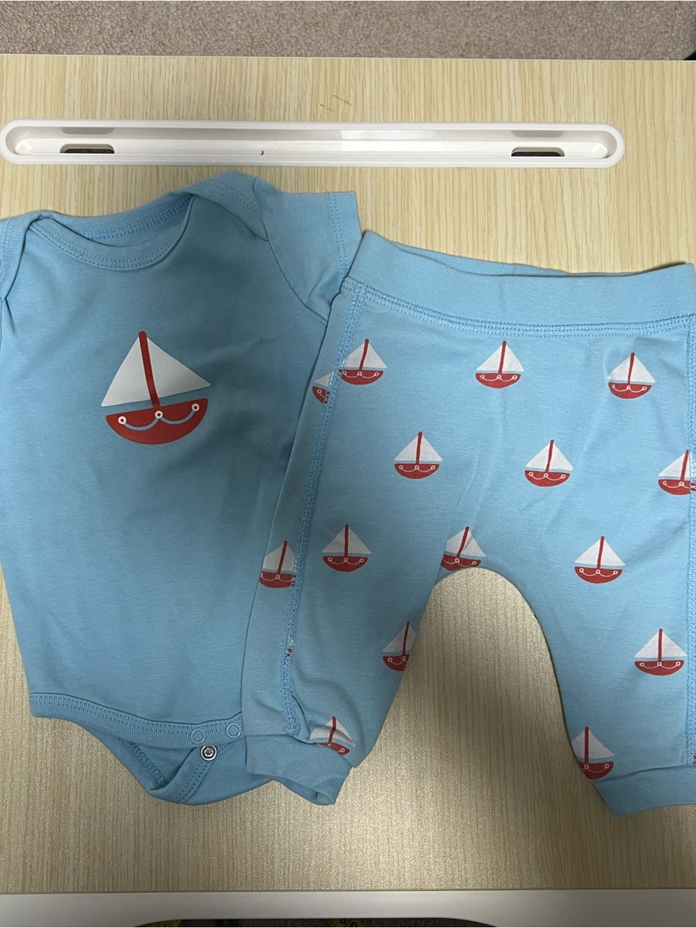 M+A Monica + Andy Organic Cotton Sailboat Bodysuit & Pants Set Blue 0-3M